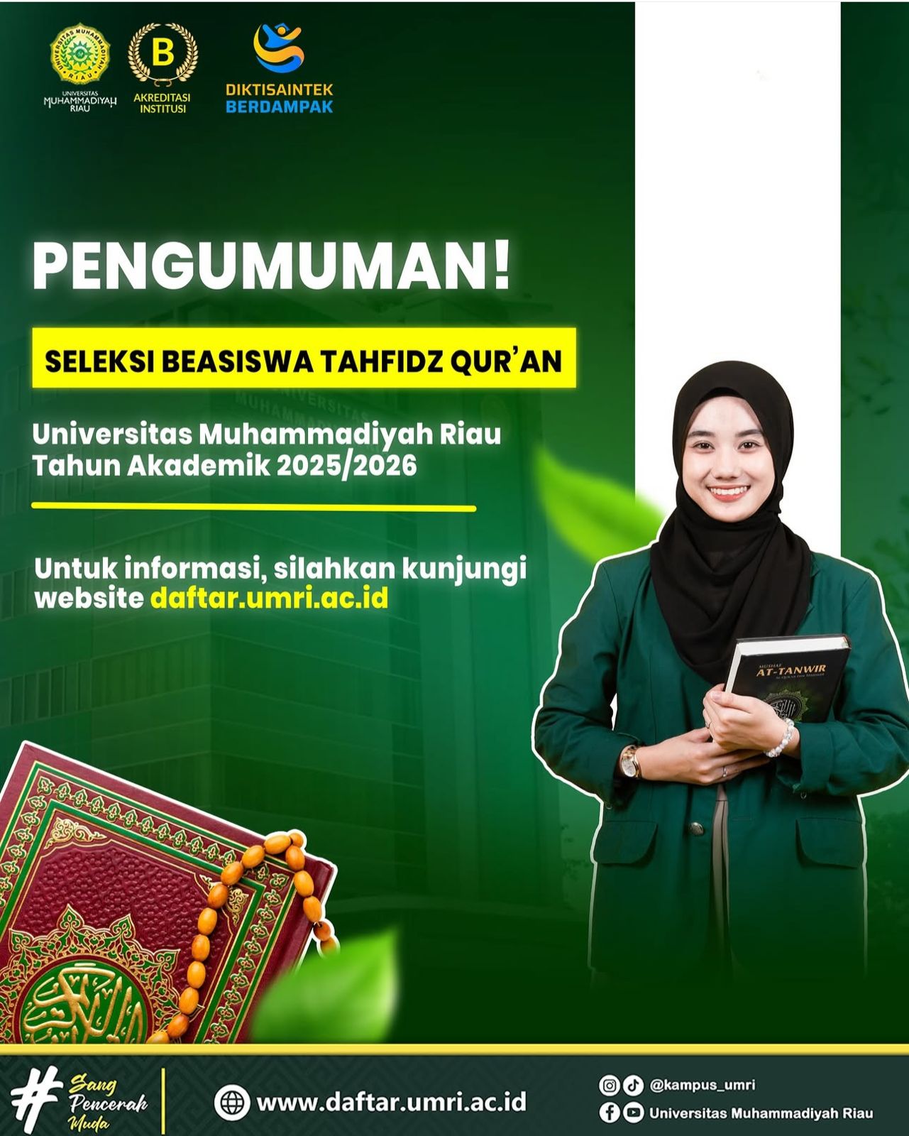Pengumuman Seleksi Beasiswa Tahfidz UMRI