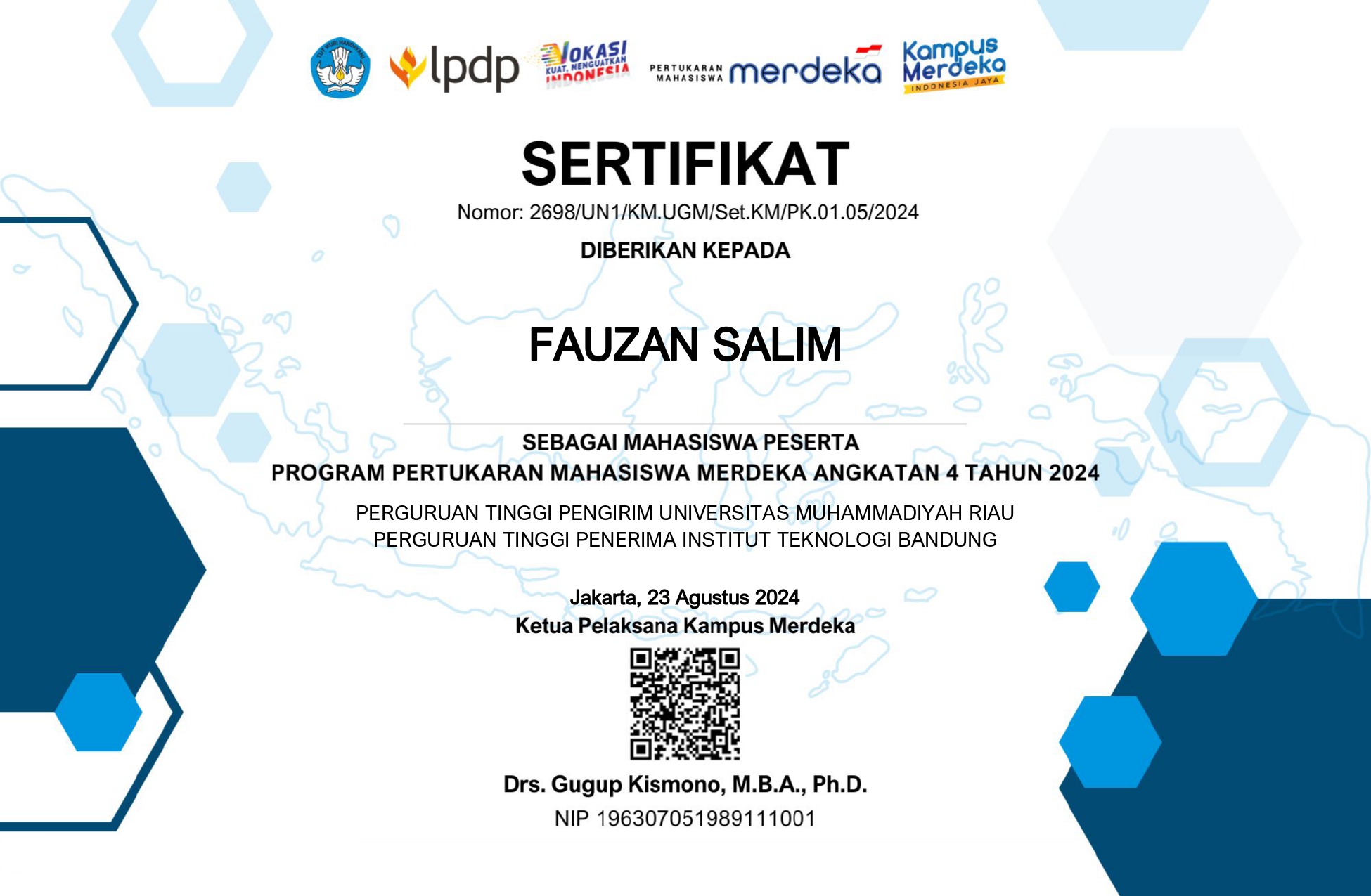 Sertifikat Fauzan Salim